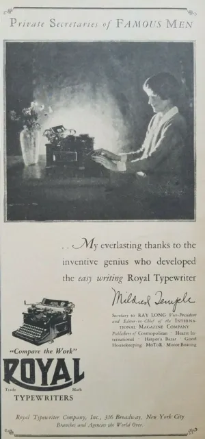 Vintage Print Ad Royal Typerwriter Secretary Typing Photo 1924