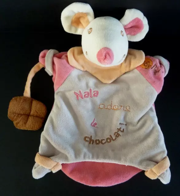 DC2. DOUDOU MARIONNETTE BABY NAT SOURIS Nala adore le chocolat - TBE