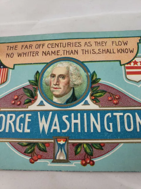 C 1910 George Washington Portrait Poem Torches Shields Birthday Postcard