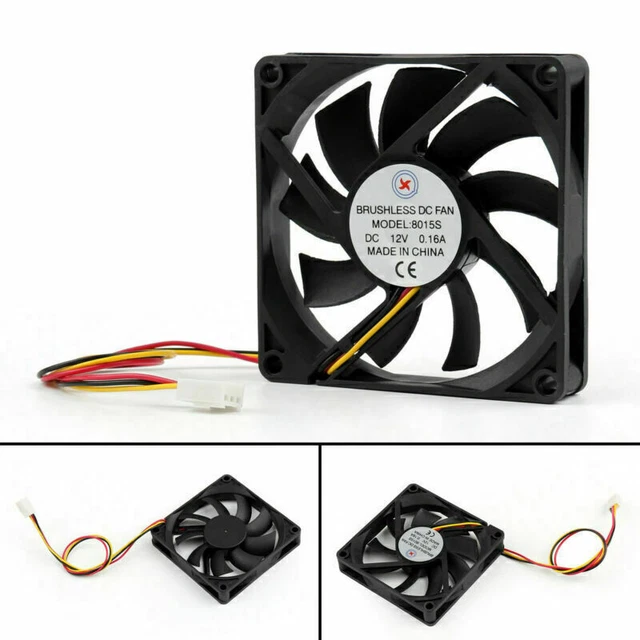 DC Brushless Cooling PC Computer Fan 12V 0.16A 8015s 80x80x15mm 3Pin Wire Fan