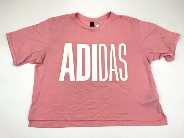 Adidas Camicia Donna Taglia XL Rosa Bianco Tee Manica Corta Top Allenamento