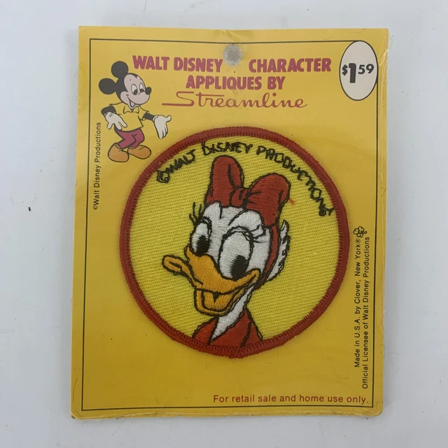 VTG WALT DISNEY Daisy Duck Patch Embroidered Applique Streamline Clover