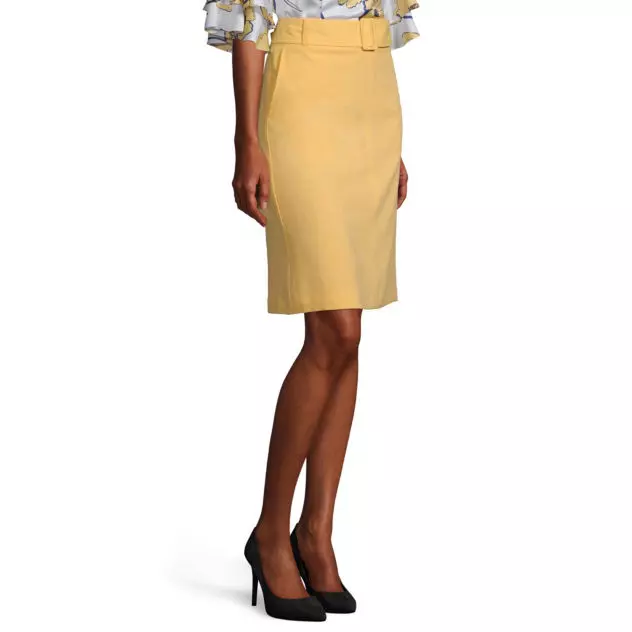 Liz Claiborne Women's Mid Rise Belted Pencil Skirt Size 14 Sunlight Yellow New 2