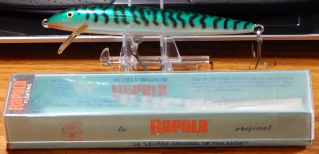 Old Rapala Magnum Floating Minnow Lure 5 1/4" Lure Green Back/Pearl Finland