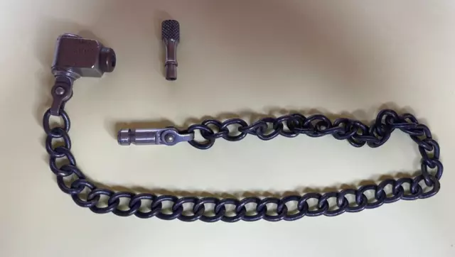 Antique joseph lucas brm ltd early cycling bike lock 12" chain & screw key No 2