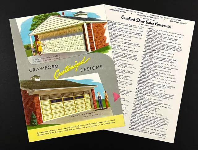 1953 Crawford Customized Designs Garage Doors Vintage Ad Brochure Home Remodel