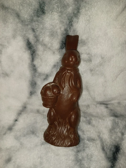 vintage rare chocolate bunny with basket shop display, garden ornament no damage