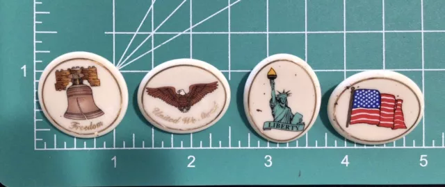 Vintage Lot of 4 Lenox Porcelain American Flag Statue of Liberty Patriotic Pins