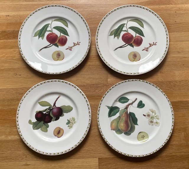 4 Queens Royal Horticultural Society Hookers Fruit Dinner Plates 10 3/4”