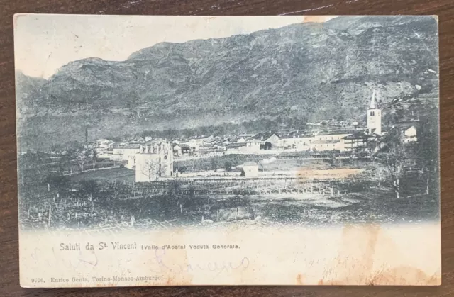 Vecchia Cartolina St. Vincent Aosta - FP VG 1902 vedi timbri su retro