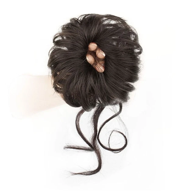 Panel de cabello rizado ondulado pan para cabello updo moño sintético desordenado