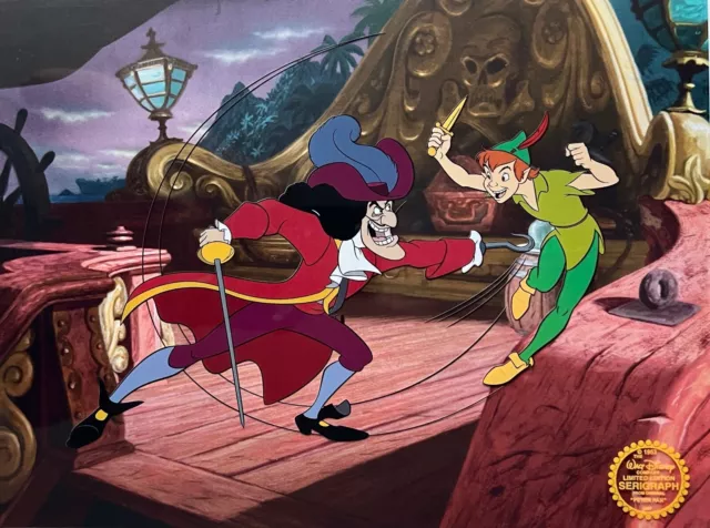 Disney PETER PAN VS CAPTAIN HOOK Sericel Animation Art Serigraph Cel 3