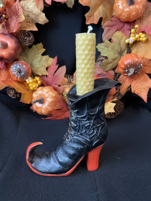 TKMAXX HALLOWEEN BLACK wicked Witches Boot candle stick Ornament