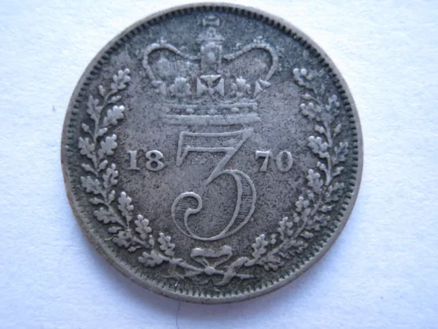 1870 Victoria silver Threepence NVF pitted