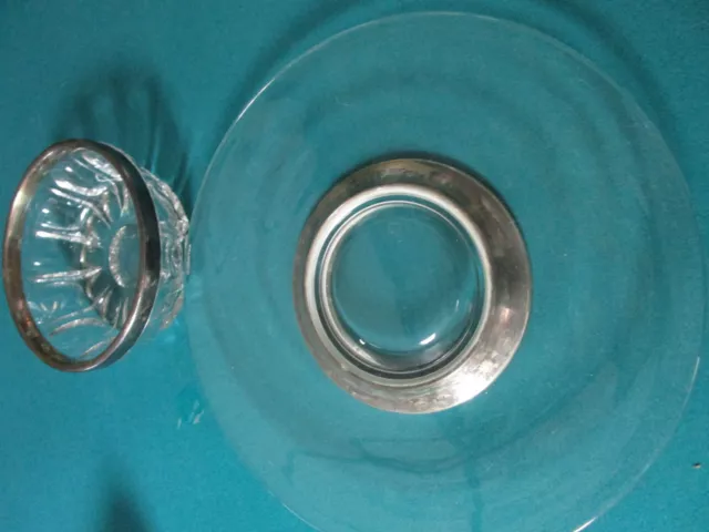 Sterling Silver Rim And Crystal Platter And Bowl 2