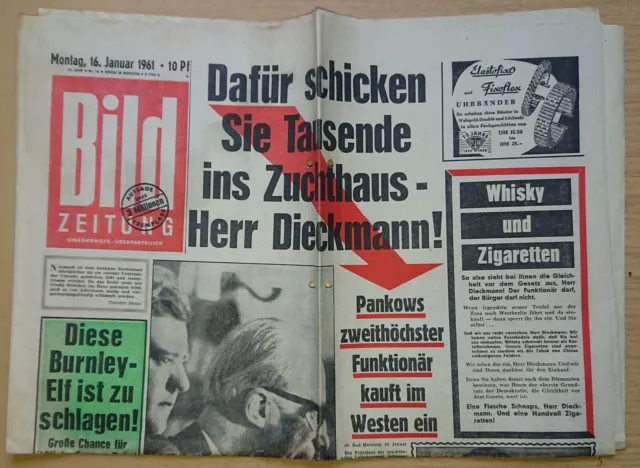 Bild Zeitung 16.01.1961  Romy Schneider Vorbereitung Eichmann-Prozeß Geburtstag