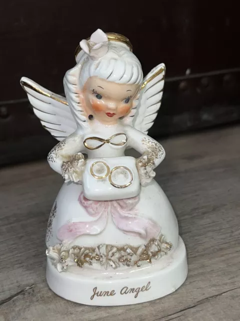 Vintage Napco Ceramic June Birthday Angel of the Month Spaghetti Trim Wedding