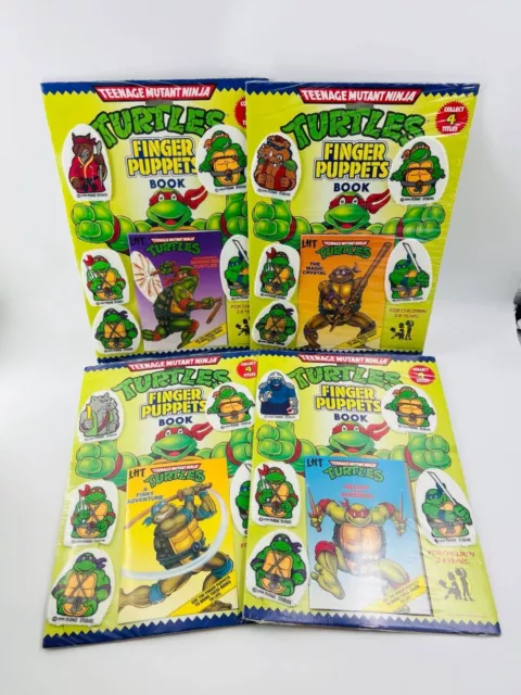 Sealed Teenage Mutant Ninja Turtles 1990 Finger Puppets Book COMPLETE SET of 4