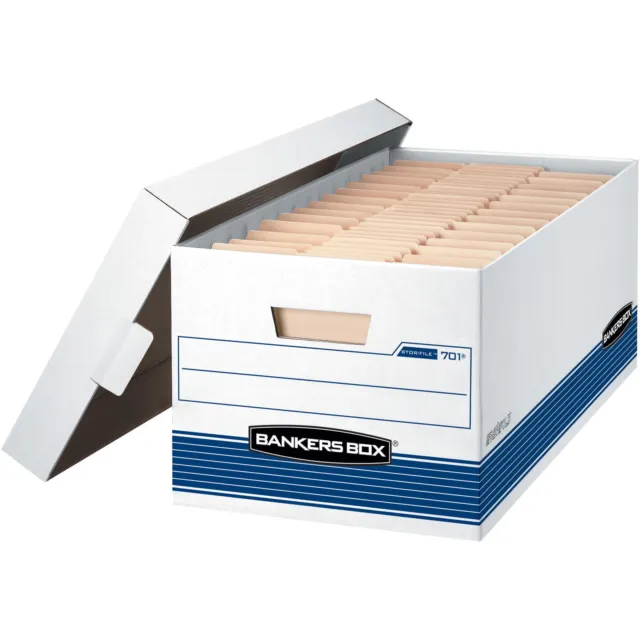 Bankers Box File Storage Boxes with Lids, White, 12-Pack
