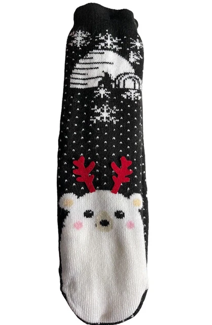 COZY HUB Ladies Sherpa Lined Cabin Bootie Warm Non-Skid Slipper Boot Socks Black COZY HUB Ladies Sherpa Lined Cabin Bootie Warm Non-Skid Slipper Boot Socks Black