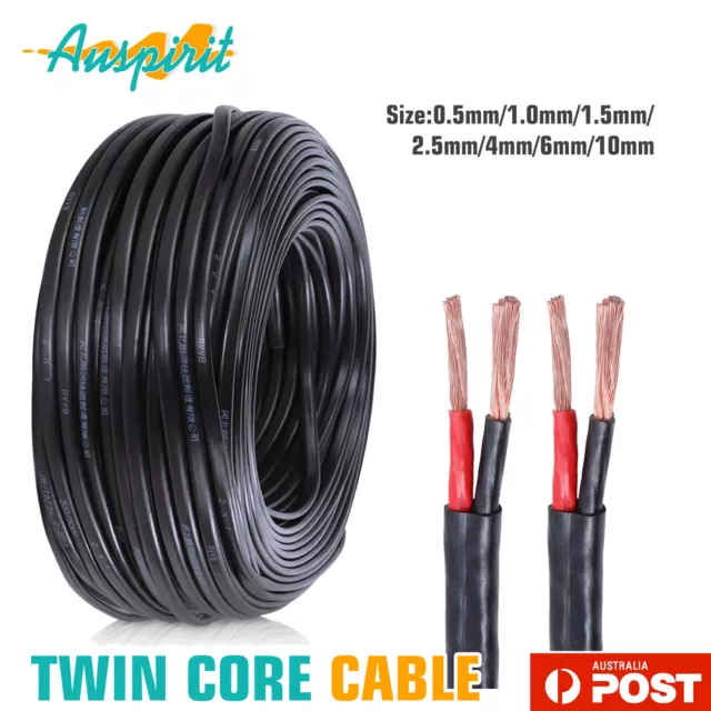 Twin Core Cable 12V 24V Wire 10mm 6mm 4mm 2.5mm 1.5mm 1mm 0.5mm Dual Sheath