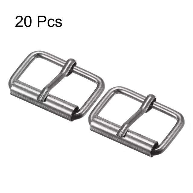 25mm(0.98") Metal Rodillo Hebillas para Cinturones Bolsos Oscuro Gris 20pz 3