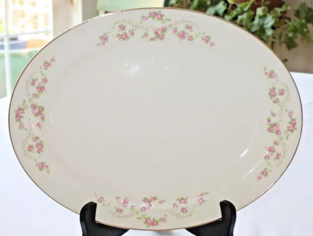13" Platter, POPE-GOSSER Sterling China FLORENCE Pattern, Beautiful Pink Roses,
