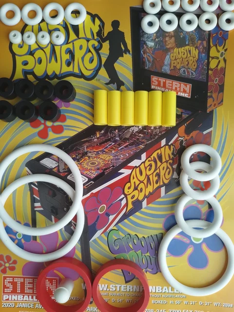 Kit élastiques Caoutchouc Pour Flipper Stern Austin Powers - Neuf, Pour Remplacer Les élastiques Usés De Votre Machine à Sous