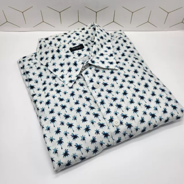 Camicia da uomo Paul Smith TAGLIA MEDIA manica corta stampa palma bianca blu