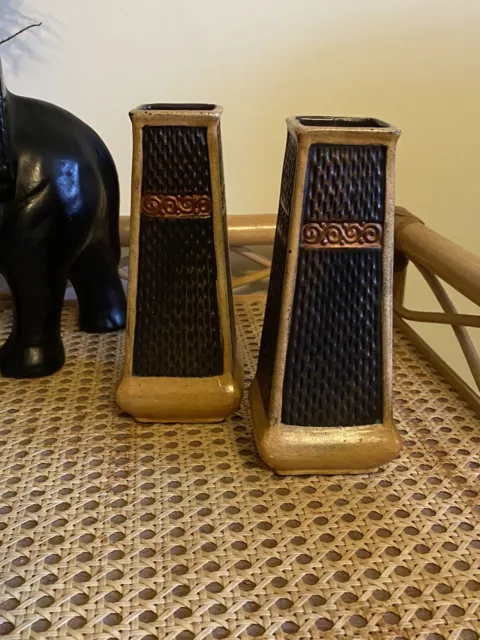 Art Deco Pair Of Bretby Clanta Pottery Vases