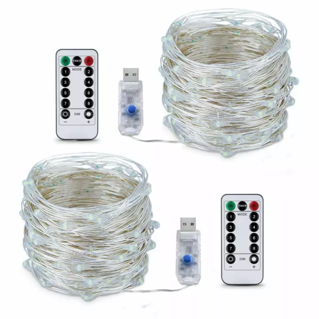 5-20M 50/100/200LED Copper Wire Party USB Twinkle LED String Fairy Lights Remote