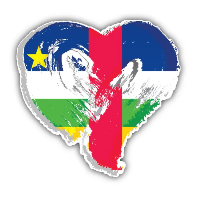 Central African Republic Grunge Heart Flag Car Bumper Sticker Decal - "SIZES"