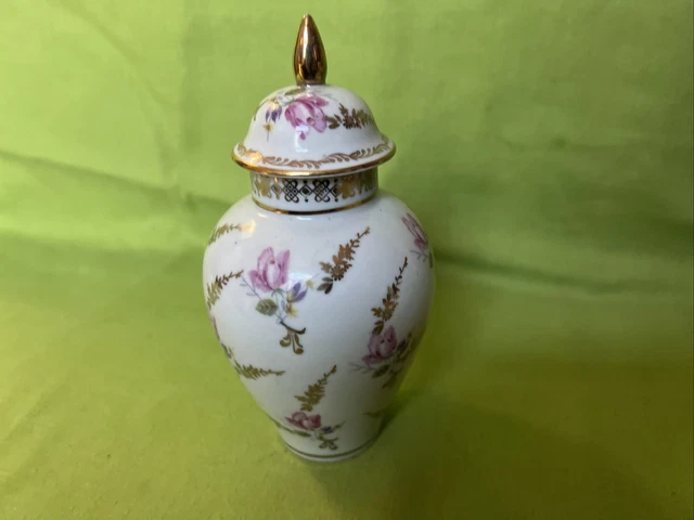Orientalische Keramik Urne & Deckel mit Blumenmuster & Gold vergoldetes Design 2