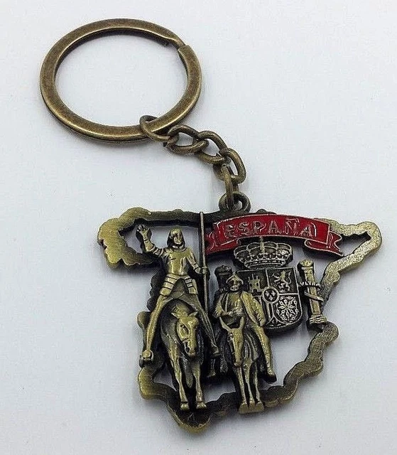 PORTACHIAVI MAPPA SPAGNA Chisciotte Souvenir Regalo, Madrid Tipical EUR