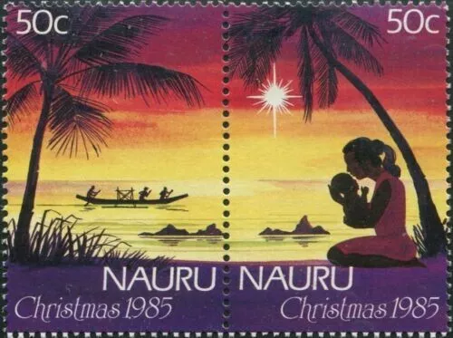 Mint 1985 Nauru Christmas Stamp Pair Stamp Set