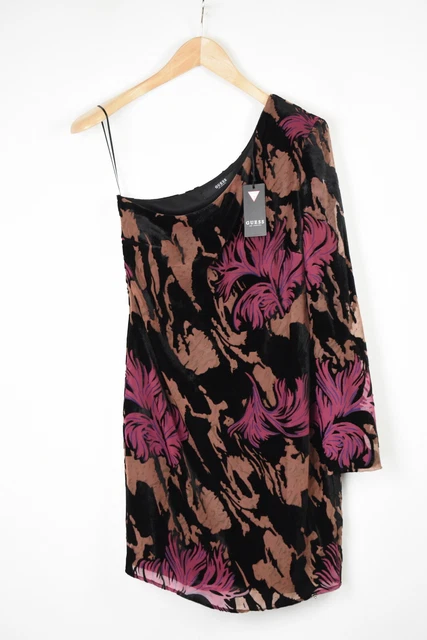 Guess Abito Donna Piccolo Aperto Spalle Foderato Fiore Stampa Mini