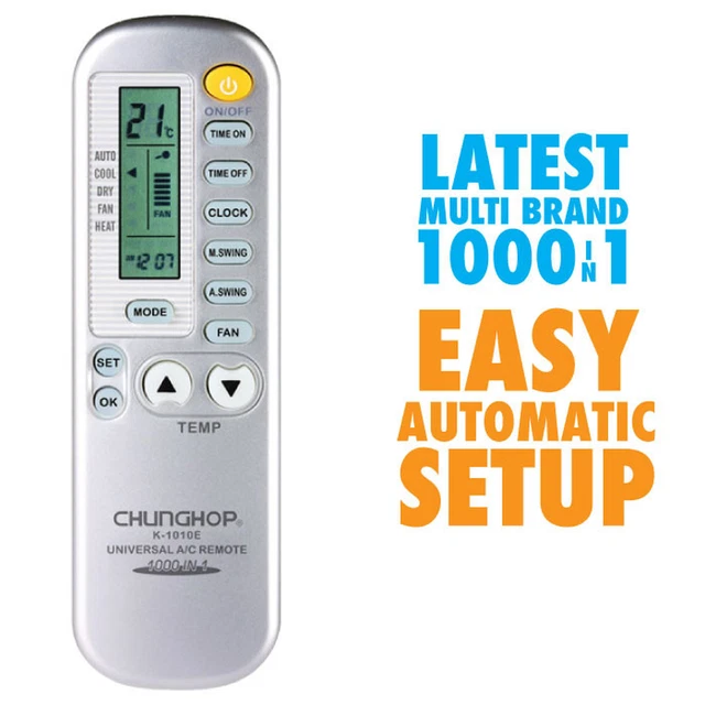 Universal Aircon Remote Replacement Silver - AC Air Conditioner Control 1 in