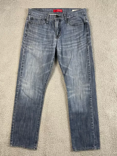 Guess Jeans Ultra Slim McCrae Fit Distressed Denim Mens Size 30x30 Dark Wash 2
