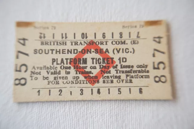 Southend On Sea BTC British Rail Platform Railway Train Ticket