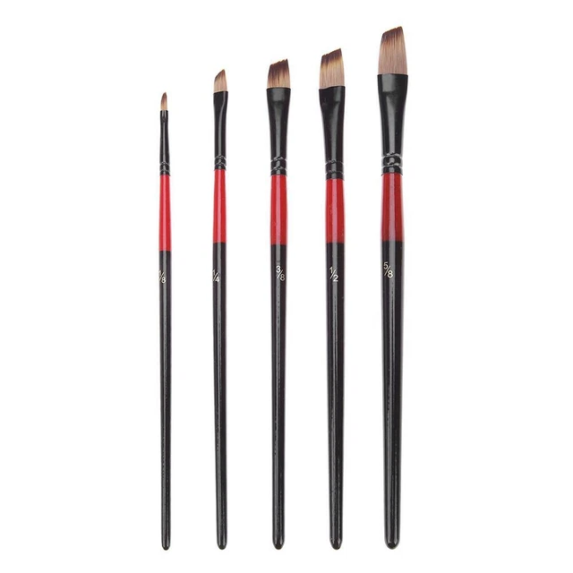 5pcs Nylon Hair Aluminum Tube Paint Brush Watercolor Brush Supply(Oblique) FS2#