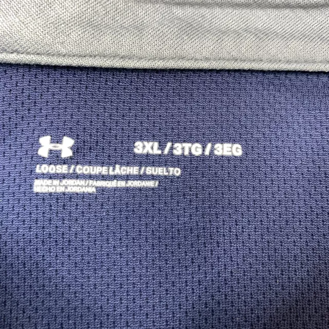 UNDER ARMOUR LOOSE Polo Shirt Men's 3XL Short Sleeve Navy Blue High Low ...