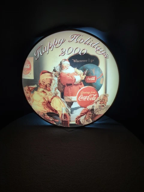 Vtg 2000 COCA-COLA HAPPY HOLIDAYS CHRISTMAS LIGHTED BUTTON SIGN LIMITED 399/600