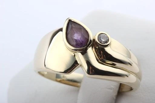 Rubin Ring 333 er Gelbgold Zirkonia Gr 54 Damenringe -
