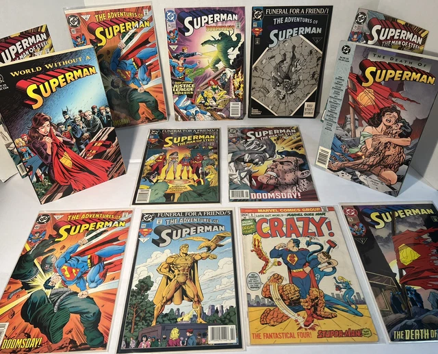 Vintage Superman Comic Book LOT of 14 - The Adventures & Death of Superman! VGC!