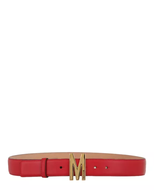 Moschino Womens Gold-Tone Logo Belt