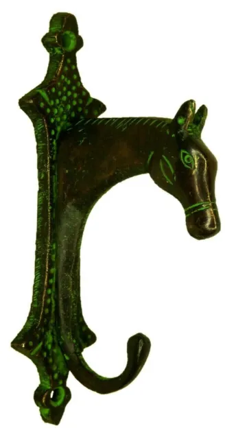 Green Horse Antique Style Handmade Brass Cup Key Cloth Hanger Wall Mounted Hook 4