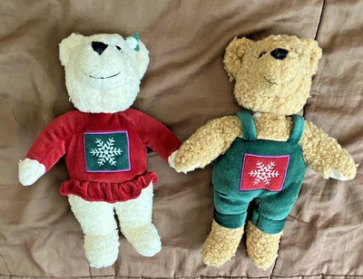 Vtg Hallmark Set of 2 Kiss Kiss Mistletoe Kissing Teddy Bears Plush Toys 1990's