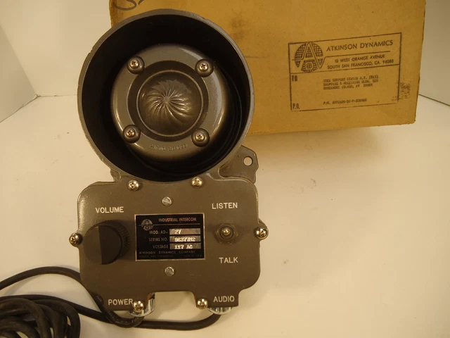 Federal Signal - Atkinson Dynamics Wall Mount Intercom AD-27 117VAC - NOS