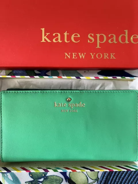 NWT Kate Spade Stacey Wallet In Teal Turquoise Leather