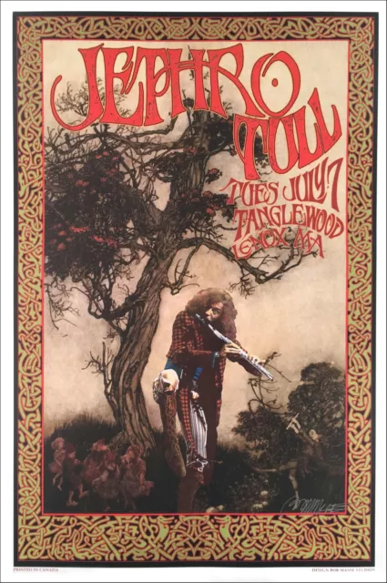 Jethro Tull Poster at Tanglewood MA 1970 2017 Tribute Print Signed Bob Masse